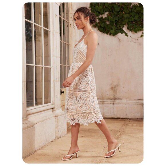 * Two Sisters The Label Annabelle Lace Midi Dress sz US 6 - Picture 2 of 8